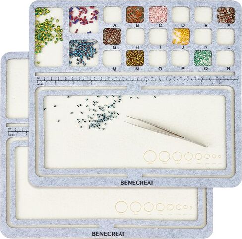 BENECREAT 2Pcs Large Hard Back Bead Mats, 11.8x11inch Rectangle Gray Felt Beading Mat, Bead Tray with A~R Grids Bead Design Boards for Art Crafts Jewelry Making Beading Supplies in Saudi Arabia
