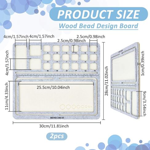 BENECREAT 2Pcs Large Hard Back Bead Mats, 11.8x11inch Rectangle Gray Felt Beading Mat, Bead Tray with A~R Grids Bead Design Boards for Art Crafts Jewelry Making Beading Supplies in Saudi Arabia