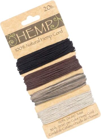 Craft County Multicolor 100% Hemp Cord Set – for Jewelry Making, Décor, Scrapbooking (Earthy Colors, 170 Feet) in Saudi Arabia