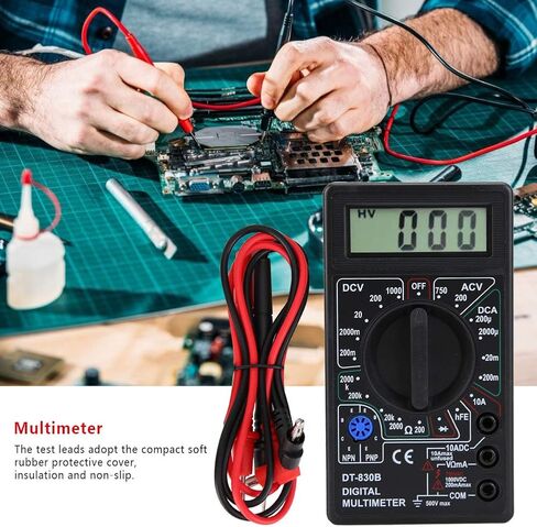 مقياس رقمي متعدد LCD، مقياس التيار الكهربائي الرقمي، مقياس متعدد، مشاكل ترانزستور مقاومة التيار المستمر (DT-830B أسود) in Kuwait
