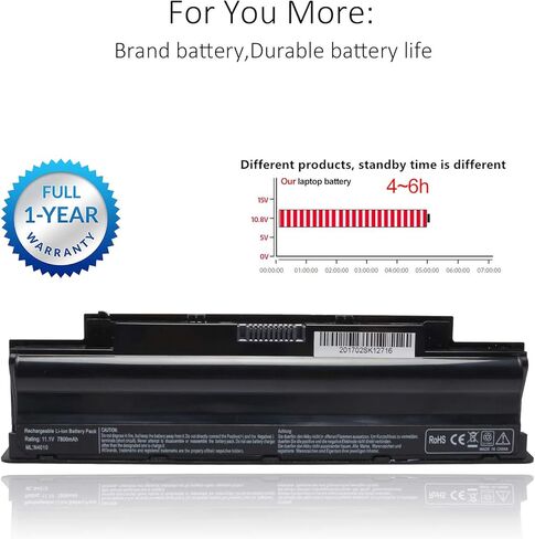 بطارية كمبيوتر محمول جديدة 9 خلايا لجهاز Dell Inspiron 3420 3520 13R 14R 15R N4010 N4110 N5010 N5110 N7010 N7110 M501 M503 Series، P/N J1knd 4t7jn-[7800MAH/11.1V] in Kuwait