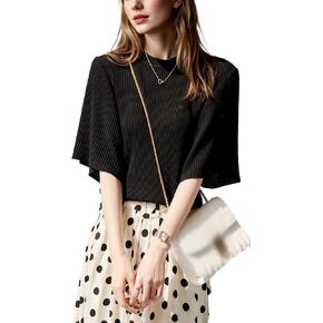 LAI MENG FIVE CATS Women's Summer Batwing Sleeve Round Neck Pullover Elegant Thin Knitted Sweater Shirt in Saudi Arabia