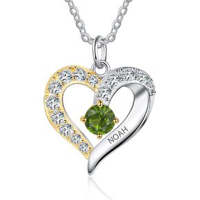 قلادة أمهات مخصصة مع أحجار المواليد أسماء المجوهرات الفضية الاسترليني للنساء مخصصة قلادة محفورة in Kuwait