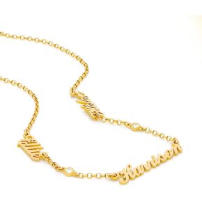 Personalized Heritage Multiple Name Necklace with Diamond Options - Up to 5 inscriptions - Dainty Gift for Her, Women - Custom Elegant Jewelry for Mother's Day - by MYKA in Saudi Arabia