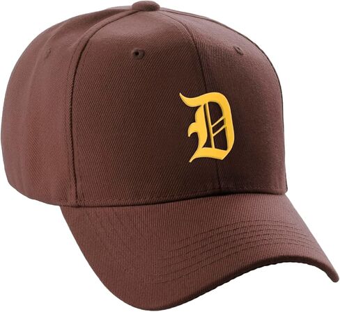 Daxton Structured Baseball Hat Cap Curved Curved Gold Gold Old English Font Alphabet A to Z in Kuwait