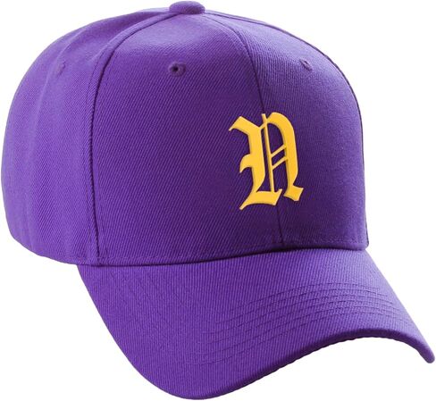 Daxton Structured Baseball Hat Cap Curved Curved Gold Gold Old English Font Alphabet A to Z in Kuwait