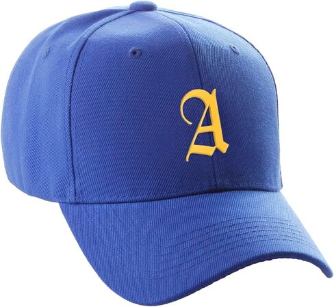 Daxton Structured Baseball Hat Cap Curved Curved Gold Gold Old English Font Alphabet A to Z in Kuwait