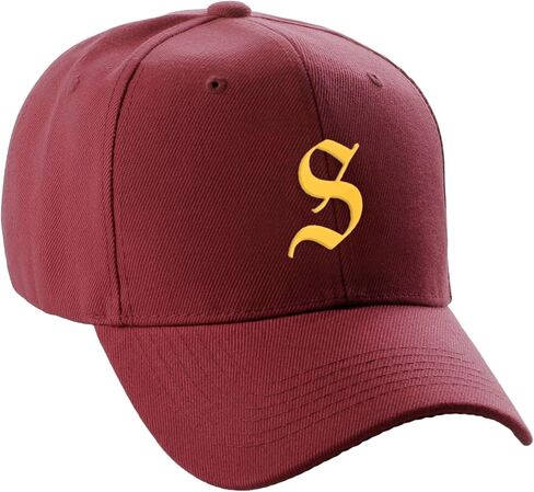 Daxton Structured Baseball Hat Cap Curved Curved Gold Gold Old English Font Alphabet A to Z in Kuwait