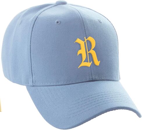Daxton Structured Baseball Hat Cap Curved Curved Gold Gold Old English Font Alphabet A to Z in Kuwait