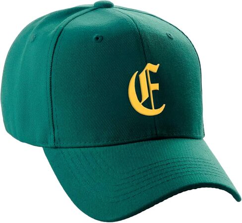 Daxton Structured Baseball Hat Cap Curved Curved Gold Gold Old English Font Alphabet A to Z in Kuwait