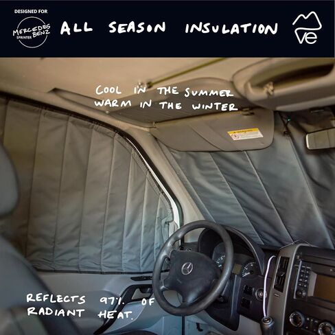 VanEssential Insulated Magnetic Blackout Front Door Window Covers (Pair) Designed for Mercedes-Benz NCV3 (Van Years 2007 to 2018) - Cool Gray in Kuwait