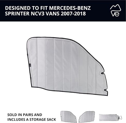 VanEssential Insulated Magnetic Blackout Front Door Window Covers (Pair) Designed for Mercedes-Benz NCV3 (Van Years 2007 to 2018) - Cool Gray in Kuwait