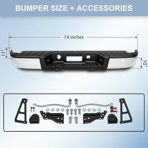 Rear Bumper Assembly W/Step Pad GM1103148 Compatible for 2007-2013 Chevy Silverado 1500 / GMC Sierra 1500 W/Parking Sensor Holes Complete Steel Standard Back Bumpers -Chrome in Saudi Arabia