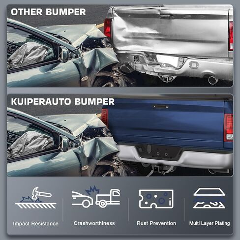 Rear Bumper Assembly W/Step Pad GM1103148 Compatible for 2007-2013 Chevy Silverado 1500 / GMC Sierra 1500 W/Parking Sensor Holes Complete Steel Standard Back Bumpers -Chrome in Saudi Arabia