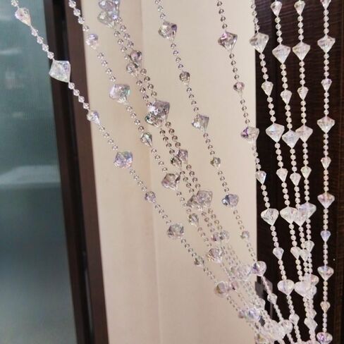 AVE Splited Startain Mostainways Acrylic Hanging Door Beads String Streains Tassel Room Divider Decord Decord for Doorwway Window Room Wedding 053dzs (شفاف لامع) in Kuwait