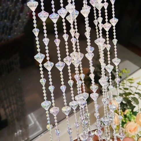 AVE Splited Startain Mostainways Acrylic Hanging Door Beads String Streains Tassel Room Divider Decord Decord for Doorwway Window Room Wedding 053dzs (شفاف لامع) in Kuwait