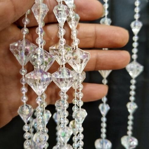 AVE Splited Startain Mostainways Acrylic Hanging Door Beads String Streains Tassel Room Divider Decord Decord for Doorwway Window Room Wedding 053dzs (شفاف لامع) in Kuwait