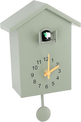 Cuckoo Wall Clock, Cuckoo Bird Voice Call Nordic Style Bird House Pendulum Wall Clock Birdhouse Clock Timed Alarm Clock for Office Bedroom Living Room (Green, Approx. 20x25x9cm / 7.9x9.8x3.5in) in Saudi Arabia