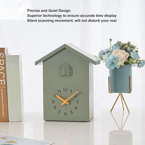 Cuckoo Wall Clock, Cuckoo Bird Voice Call Nordic Style Bird House Pendulum Wall Clock Birdhouse Clock Timed Alarm Clock for Office Bedroom Living Room (Green, Approx. 20x25x9cm / 7.9x9.8x3.5in) in Saudi Arabia