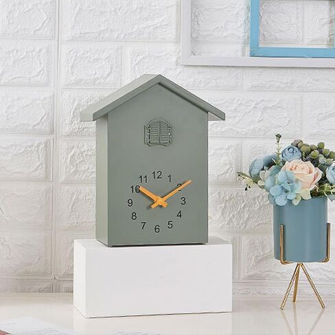 Cuckoo Wall Clock, Cuckoo Bird Voice Call Nordic Style Bird House Pendulum Wall Clock Birdhouse Clock Timed Alarm Clock for Office Bedroom Living Room (Green, Approx. 20x25x9cm / 7.9x9.8x3.5in) in Saudi Arabia