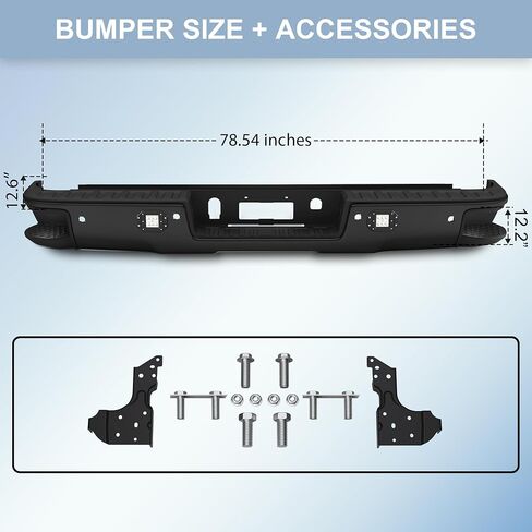 Rear Bumper Assembly W/Step Pad GM1103148 Compatible for 2007-2013 Chevy Silverado 1500 / GMC Sierra 1500 W/Parking Sensor Holes Complete Steel Standard Back Bumpers -Chrome in Saudi Arabia