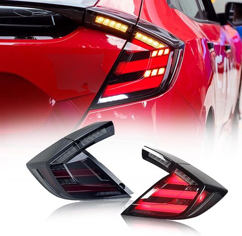 LED Rear Bumper Light For 2016 2017 2018 2019 2020 2021 Honda Civic LX EX Touring Sedan Tail Bumper Break & Fog Lights With Dynamic Sequential Turn Signal(Black Lens) in Saudi Arabia