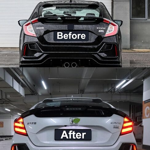 LED Rear Bumper Light For 2016 2017 2018 2019 2020 2021 Honda Civic LX EX Touring Sedan Tail Bumper Break & Fog Lights With Dynamic Sequential Turn Signal(Black Lens) in Saudi Arabia
