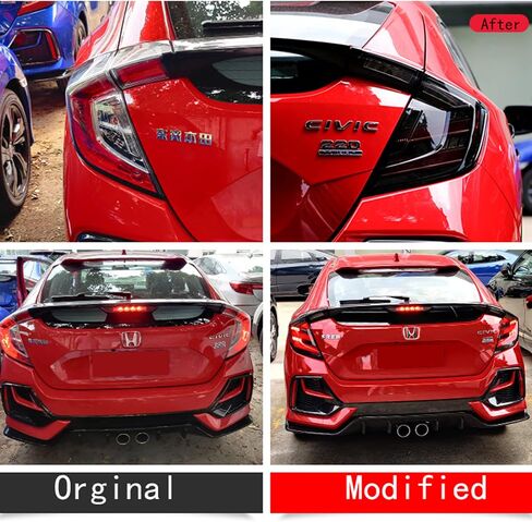 LED Rear Bumper Light For 2016 2017 2018 2019 2020 2021 Honda Civic LX EX Touring Sedan Tail Bumper Break & Fog Lights With Dynamic Sequential Turn Signal(Black Lens) in Saudi Arabia