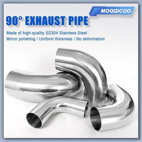 2.5 Inch 90 Degree Elbow Stainless Mandrel Bend Elbow - 2" Leg- 14GA/. 078" Wall - Thickned 2mm SS304 Stainless Steel Exhaust Piping Tip for Automotive Exhaust (OD: 2.5 ") in Saudi Arabia