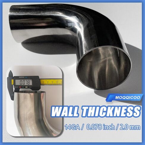 2.5 Inch 90 Degree Elbow Stainless Mandrel Bend Elbow - 2" Leg- 14GA/. 078" Wall - Thickned 2mm SS304 Stainless Steel Exhaust Piping Tip for Automotive Exhaust (OD: 2.5 ") in Saudi Arabia