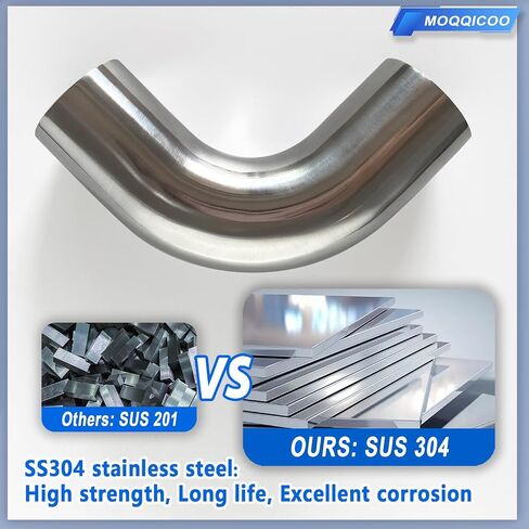 2.5 Inch 90 Degree Elbow Stainless Mandrel Bend Elbow - 2" Leg- 14GA/. 078" Wall - Thickned 2mm SS304 Stainless Steel Exhaust Piping Tip for Automotive Exhaust (OD: 2.5 ") in Saudi Arabia