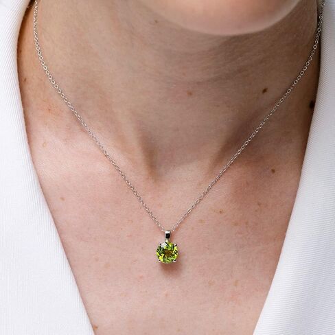 أنجارا قلادة angara peridot solitaire قلادة في الفضة الاسترليني / 14K الذهب الصلب | شهر أغسطس ، عيد ميلاد ، المشاركة ، الذكرى السنوية ، هدية مجوهرات الزفاف للنساء in Kuwait