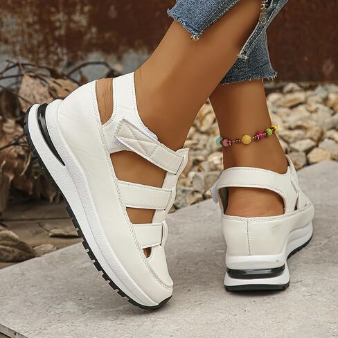 Womens Soft Sole Platform Sandals, Round Toe Comfortable Casual Walking Shoes, Hollow Wedge Breathable Sandals in Saudi Arabia
