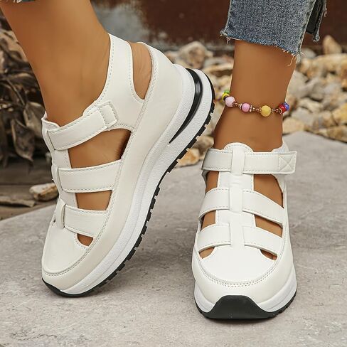 Womens Soft Sole Platform Sandals, Round Toe Comfortable Casual Walking Shoes, Hollow Wedge Breathable Sandals in Saudi Arabia