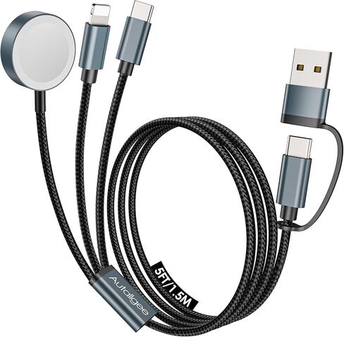 Upgraded 3 in 2 Multi Charging Cable for iWatch Charger iPhone Watch Charger Multi USB C Charger Cable Fast Charging Compatible with iWatch Ultra/SE/10/9/8/7/6/5/4/3/2/1,16/15/14/13/Galaxy S23-4FT in Saudi Arabia