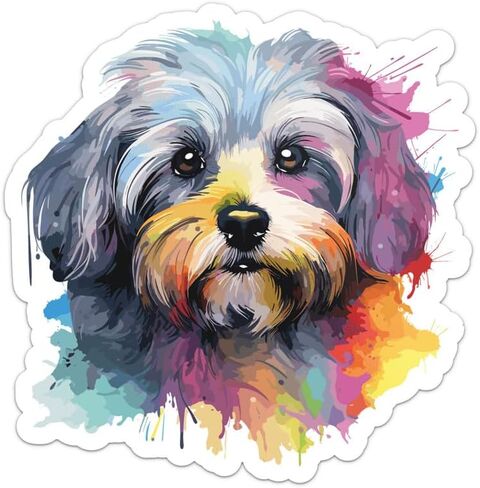 Colorful Watercolor Havanese Dog Sticker - Vinyl Waterproof Decal for Car, Laptop, Wall, Window, Water Bottle, Bumper Sticker Size - 5'' Longer Side in Saudi Arabia