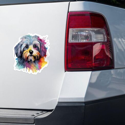 Colorful Watercolor Havanese Dog Sticker - Vinyl Waterproof Decal for Car, Laptop, Wall, Window, Water Bottle, Bumper Sticker Size - 5'' Longer Side in Saudi Arabia