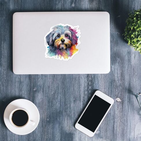 Colorful Watercolor Havanese Dog Sticker - Vinyl Waterproof Decal for Car, Laptop, Wall, Window, Water Bottle, Bumper Sticker Size - 5'' Longer Side in Saudi Arabia