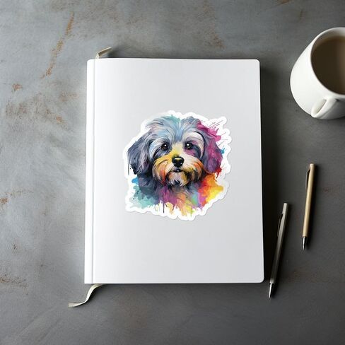Colorful Watercolor Havanese Dog Sticker - Vinyl Waterproof Decal for Car, Laptop, Wall, Window, Water Bottle, Bumper Sticker Size - 5'' Longer Side in Saudi Arabia