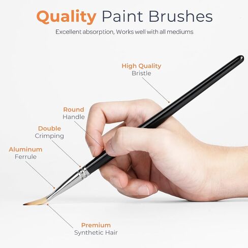 Nicpro 30pcs Paint Brush Set, Professional Paintbrushes with Paint Spatula and Cloth Roll, Craft Paint Brushes for Acrylic Painting, Oil, Watercolor, Gouache, Art Supplies for Artists and Beginners in Saudi Arabia