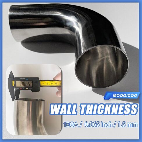 2.5 Inch 90 Degree Elbow Stainless Mandrel Bend Elbow - 2" Leg- 14GA/. 078" Wall - Thickned 2mm SS304 Stainless Steel Exhaust Piping Tip for Automotive Exhaust (OD: 2.5 ") in Saudi Arabia