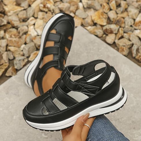Womens Soft Sole Platform Sandals, Round Toe Comfortable Casual Walking Shoes, Hollow Wedge Breathable Sandals in Saudi Arabia