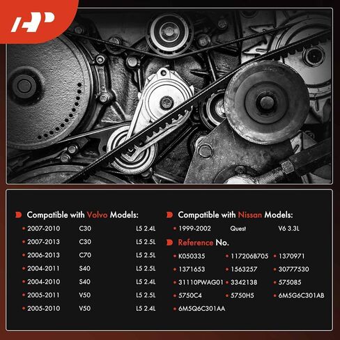 A-Premium Engine Serpentine Drive Belt Compatible with Nissan Quest 1999-2002 & Volvo C30 2007-2013, C70 2006-2013, S40 2004-2011, V50 2005-2011, 2.4L 2.5L in Saudi Arabia