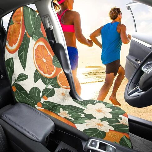 Modysero Universal Waterproof Towel Seat Cover for Car Orange Seat Towel After Gym Workout Swimming Running Soft Breathable Washable Automotive Front Seat in Kuwait
