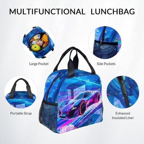 Boys Backpack Set, School Back Pack with Lunch Box, Racing Car Backpack for Kids Ages 6-8, 17 Inch Toddler Schoolbag with Large Capacity in Saudi Arabia