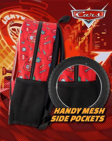سريع للأمام سيارات Lightning McQueen Kids Backpack - 16 بوصة ثلاثية الأبعاد حقيبة الكتب في مرحلة ما قبل المدرسة الابتدائية للفتيات والمدرسة الأولاد والسيارات الأحمر in Kuwait