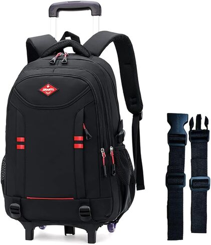Rolling Backpack for Boys Elementary School Bag with Wheels Travel Trolley Bag 2 wheels and 6 wheels in Kuwait