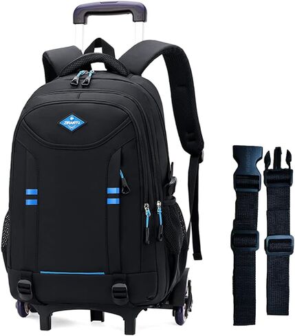 Rolling Backpack for Boys Elementary School Bag with Wheels Travel Trolley Bag 2 wheels and 6 wheels in Kuwait