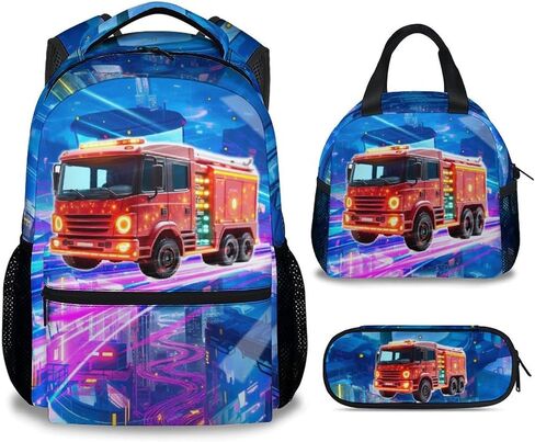 Boys Backpack Set, School Back Pack with Lunch Box, Racing Car Backpack for Kids Ages 6-8, 17 Inch Toddler Schoolbag with Large Capacity in Saudi Arabia