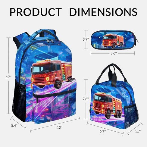 Boys Backpack Set, School Back Pack with Lunch Box, Racing Car Backpack for Kids Ages 6-8, 17 Inch Toddler Schoolbag with Large Capacity in Saudi Arabia